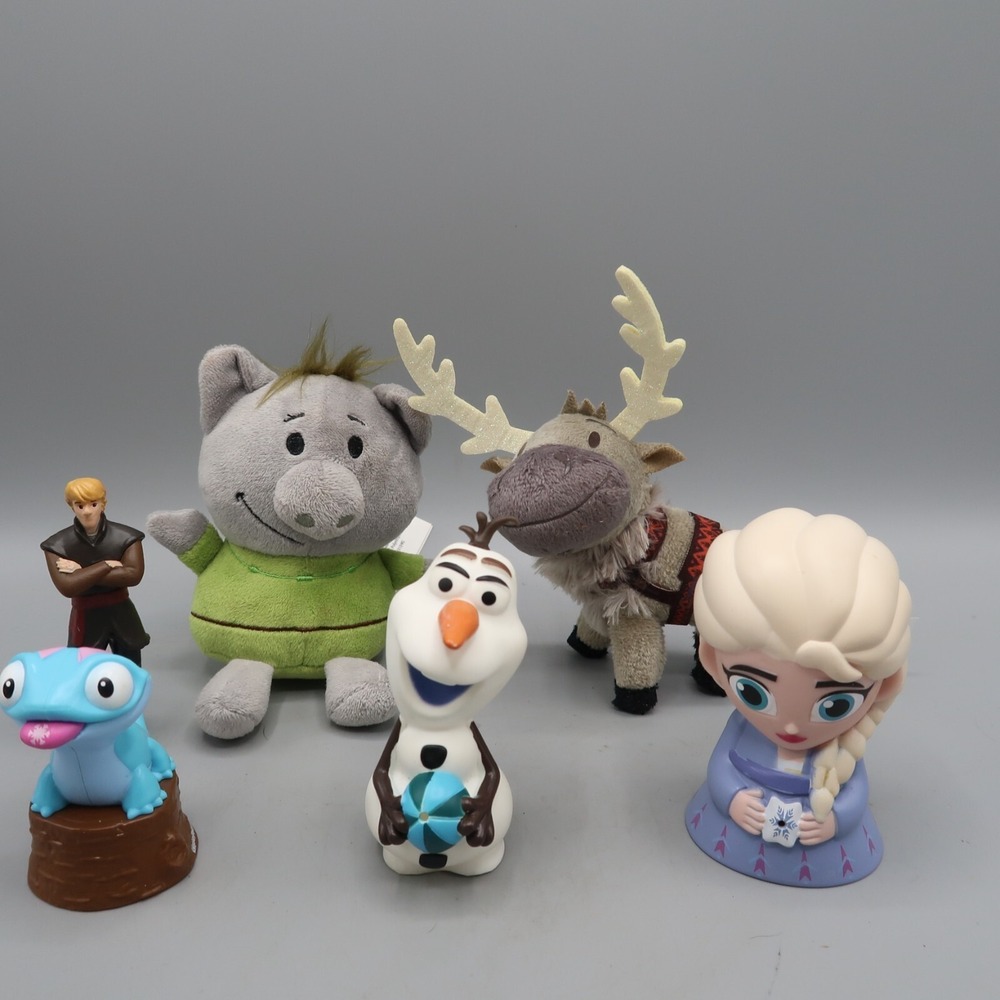 Disney Frozen‎ Mixed Lot PVC Plastic Plush Figures Set Olaf Elsa Kristoff Troll